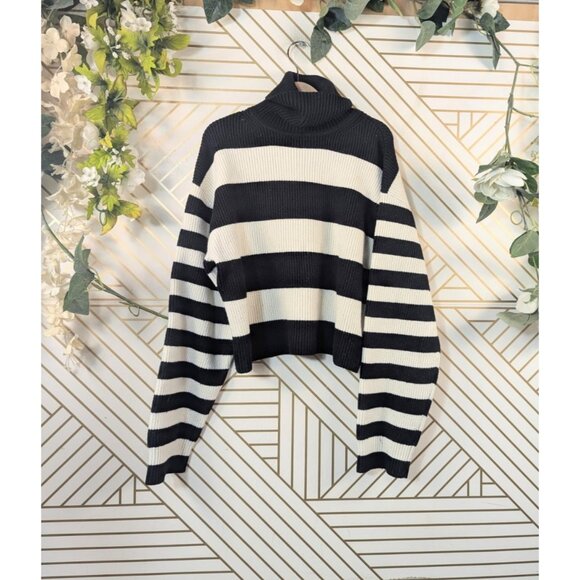 Zara Other - Zara Sweater Youth BLACK White Striped Knit Pullover TURTLENECK Kids 11-12 READ